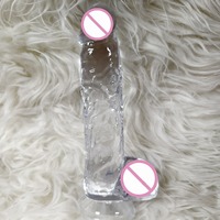 Juguete Sexual al por Mayor para Mujeres, Dildo Grande, Masturbación, Pene Artificial, Juguetes Sexuales para Adultos, Dildo de Cristal, Pene de TPE Transparente