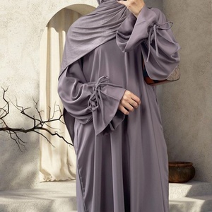 Vestido Abaya Nida a medida con corte en A, mangas con volantes y lazo, cremallera frontal, para mujer, poliéster, primavera/verano 1938 # - Product Image 4