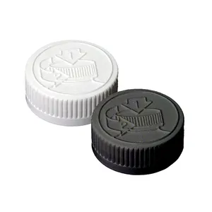 38 400 White black Rib Side Pictorial Top Child-Resistant Lid (CRC) pp plastic push down safety lids