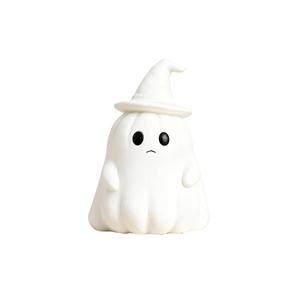 Statuetta Artigianale di Fantasma Carino e Spaventoso con Cappello da Strega, Decorazione Personalizzata in Poliresina per Halloween, per Casa, Ufficio e Vetrine - Product Image 1