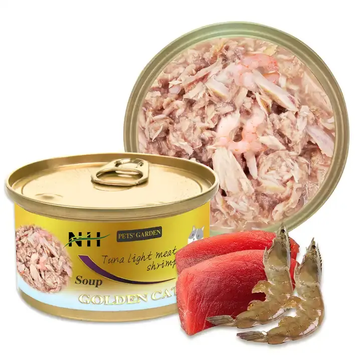 Wholesale Canned Cat Food Canning OEM&ODM Cat Snacks Canned Wet Tuna & Shrimp Soup Pet Can Food