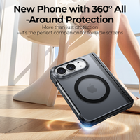 Étui de protection magnétique transparent mat avec support pour iPhone Duo 5G, compatible avec la recharge sans fil, avec film de protection d'écran en verre