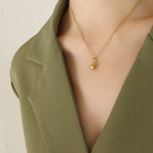 Collier à boule en acier inoxydable plaqué or 18 carats, polissage fin, ne se décolore pas, vente en gros, pour femmes - Product Image 2