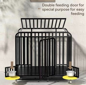 Cage pour chiens de taille moyenne, tube extra épais de 3,0 pouces, séparation intérieure pour les toilettes, design rond en plastique, emballage en boîte - Product Image 1