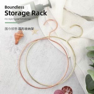 <span class=keywords><strong>Cintre</strong></span> d'écharpe <span class=keywords><strong>carré</strong></span> en or rose de luxe de haute qualité cintres Hijab ronds en métal doré support de rangement pour cravates - Product Image 2