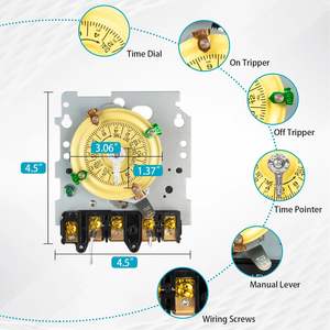 Mécanisme de minuterie de <span class=keywords><strong>piscine</strong></span> T104M, minuterie de pompe de <span class=keywords><strong>piscine</strong></span>, <span class=keywords><strong>interrupteur</strong></span> <span class=keywords><strong>horaire</strong></span> 208-277V 40A - Product Image 4