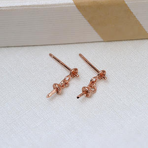 Boucles d'oreilles en argent S925 à double perle pour femmes, accessoires de bricolage multi-perles avec support vide, composants et trouvailles de bijoux - Product Image 3