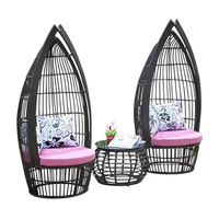 Ensemble de 3 pièces moderne et confortable en aluminium et rotin résistant aux intempéries pour jardin, terrasse et cour, comprenant un canapé et une table de repas