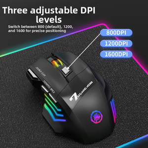 เมาส์เกมมิ่งไร้สายแบบเงียบ 2.4G BT โหมดคู่ ชาร์จได้ ปุ่ม 7 ปุ่ม ด้านขวาแบบออปติคอล ไฟ RGB หายใจได้ มีสินค้าในสต็อก - Product Image 6