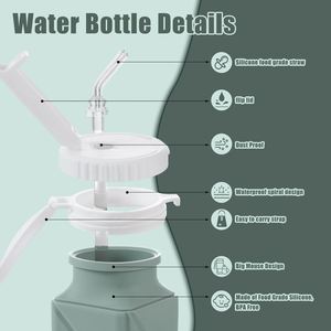 Bouteille d'eau pliable en silicone 650 ml grande capacité pour voyage en extérieur, portable, anti-fuite, réutilisable, sans BPA, à boire directement - Product Image 2