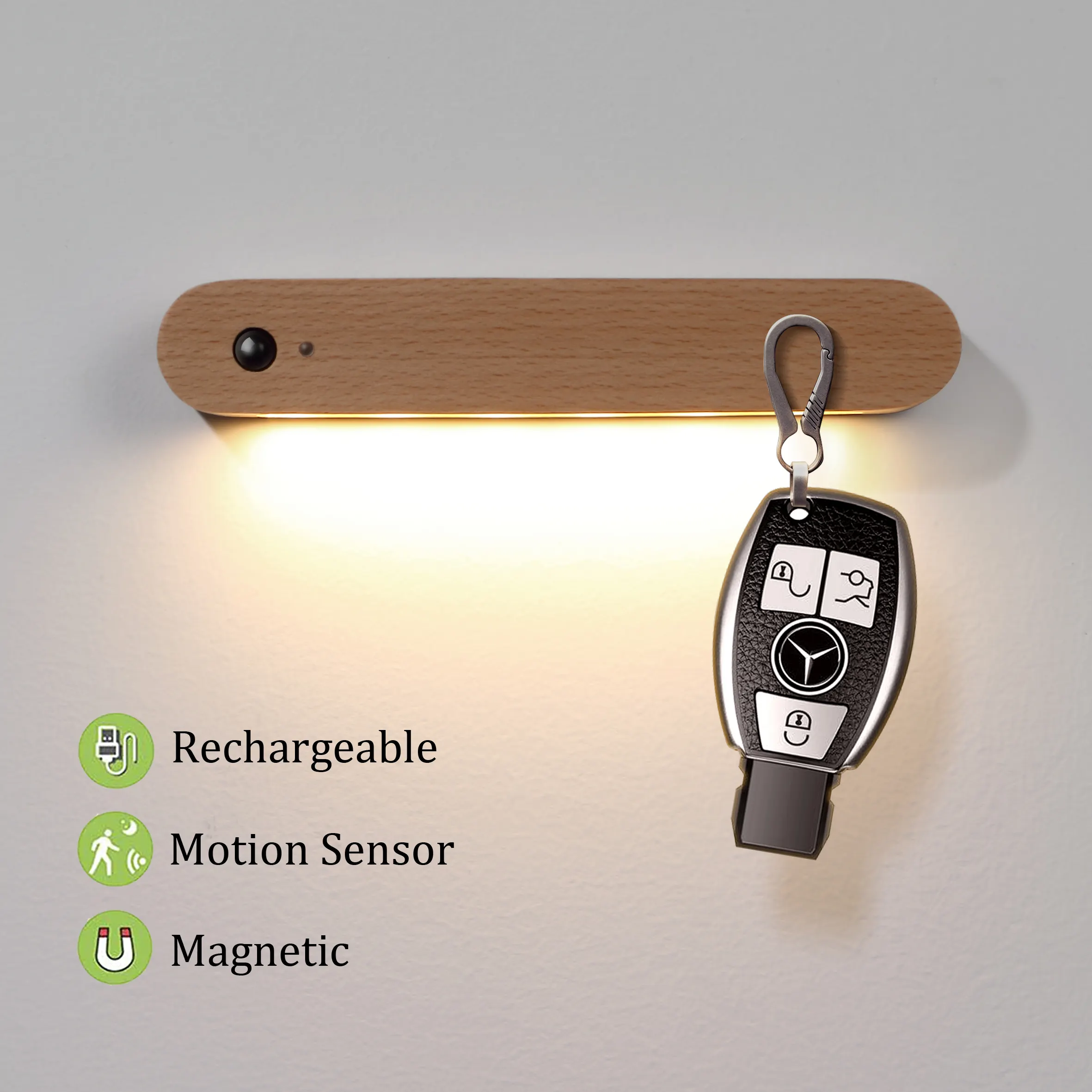 Llavero magnético inalámbrico recargable por USB, luz de pared con Sensor LED inteligente de cuerpo humano, buena calidad