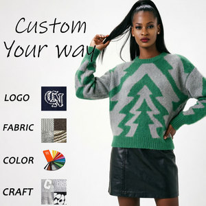 <span class=keywords><strong>Pull</strong></span> décontracté pour <span class=keywords><strong>femme</strong></span> en tricot jacquard duveteux à motif arbre <span class=keywords><strong>de</strong></span> Noël, col rond, épaules tombantes, coupe oversize, idéal pour les fêtes <span class=keywords><strong>de</strong></span> Noël - Product Image 1