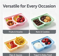 Assiette à ventouse en silicone personnalisée à 2 compartiments avec couvercle, sans BPA, étanche, boîte portable pour sauces et condiments pour enfants