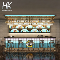 Comptoir de bar moderne lumineux à LED personnalisable et durable Hongkai pour discothèque, salon, restaurant, mobilier commercial