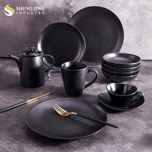 Thick Dishware Round Square Rectangle Shape Matt <strong>Black</strong> <strong>Dinner</strong> <strong>Set</strong> - Product Image 6