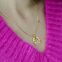 Collier en Acier Inoxydable Plaqué Or 18K Anti-ternissement avec Breloque Fer à Cheval et Zircons Colorés, Cadeau Idéal pour Amateurs d'Équitation (Hommes et Femmes) - Vente en Gros