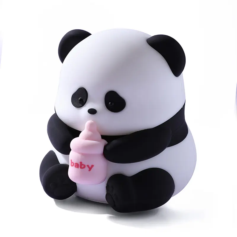 Сидящая панда мультяшный высокий внешний вид, атмосферный датчик света для спальни, защита глаз, перезаряжаемый силиконовый ночник