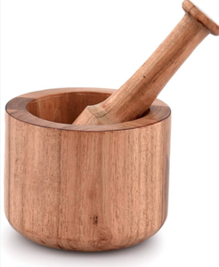 Mortier et pilon en bois faits à la main (moulin à épices) - Product Image 2