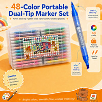 Marqueurs acryliques à double pointe avec paillettes, étui de transport portable, stylos à peinture pour le dessin, la coloration, les travaux manuels et l'art DIY