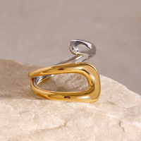 ERESI Two Color Tones Schmuck Hohl kreuz ringe Verschiedene unregelmäßige hohle Edelstahl plattierte 18 Karat Gold Ring für Frauen
