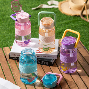 Manchon en silicone personnalisé à motif de dessin animé pour bouteille d'eau d'extérieur, anti-fuite, transparent, pour étudiants, en plastique - Product Image 3