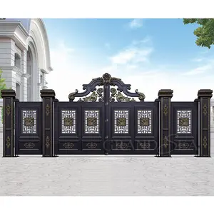 Puertas grandes de hierro forjado para exteriores, diseño de Puerta de Hierro de lujo