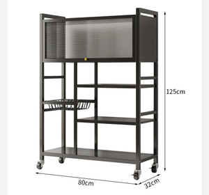 Étagère <span class=keywords><strong>de</strong></span> <span class=keywords><strong>rangement</strong></span> multi-niveaux pour fruits et légumes, du sol au plafond, avec roulettes, anti-poussière et anti-rouille, armoire utilitaire - Product Image 2