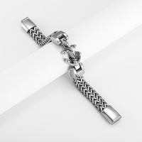 Bracelet en acier inoxydable poli miroir, double chaîne avec fermoir magnétique, 210 mm, bijoux de mode pour homme