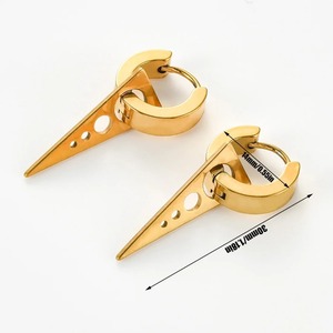 Boucles d'oreilles pendantes punk en acier inoxydable pour hommes et femmes, boucles d'oreilles créoles non-percées, bijoux hip-hop gothiques, cadeaux - Product Image 3