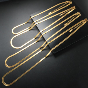 18K 골드 도금 4mm 블레이드 체인 쇄골 체인 목걸이 스테인레스 스틸 럭셔리 트렌디 여성 기념일 패션 쥬얼리 세트 - Product Image 2