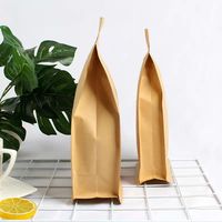 Sacs d'emballage pour grains de café personnalisés en kraft à fond plat, étanches à l'humidité, refermables avec fermeture éclair, impression sérigraphique PE, 8oz, 12oz, 16oz