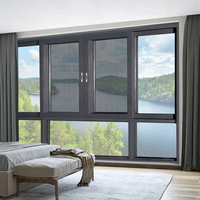 Ventana Corredera de Aluminio Moderna con Certificación CE - Diseño de Seis Rieles para Cocina y Escuela, Eficiente Energéticamente y con Protección Contra Huracanes