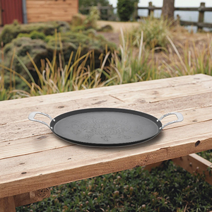 Sartén Tawa sin recubrimiento de acero al carbono con asas dobles de metal para <span class=keywords><strong>Pizza</strong></span> Crepe Dosa Roti & Budare Paw Bhaji-Uso doméstico sostenible - Product Image 3