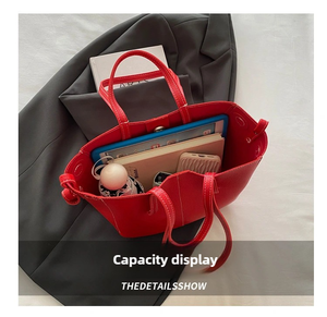 Nouveau sac fourre-tout pour femme de style rétro français, grande capacité, avec motif lychee, doublure en PU, sac à bandoulière - Product Image 6