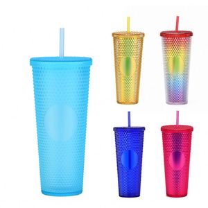 Reusable 24oz Double Wall Colored Acrylic Tumbler Plastic Water Bottle Bulk <b>Cold</b> Drinks Tumbler <b>Cups</b> With Lid and Straw - Product Image 1