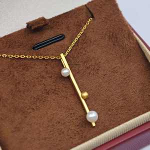 Collier pendentif minimaliste en argent 925 plaqué or UM Jewelry, perle d'eau douce naturelle, unisexe/hommes/femmes, cadeau - Product Image 5