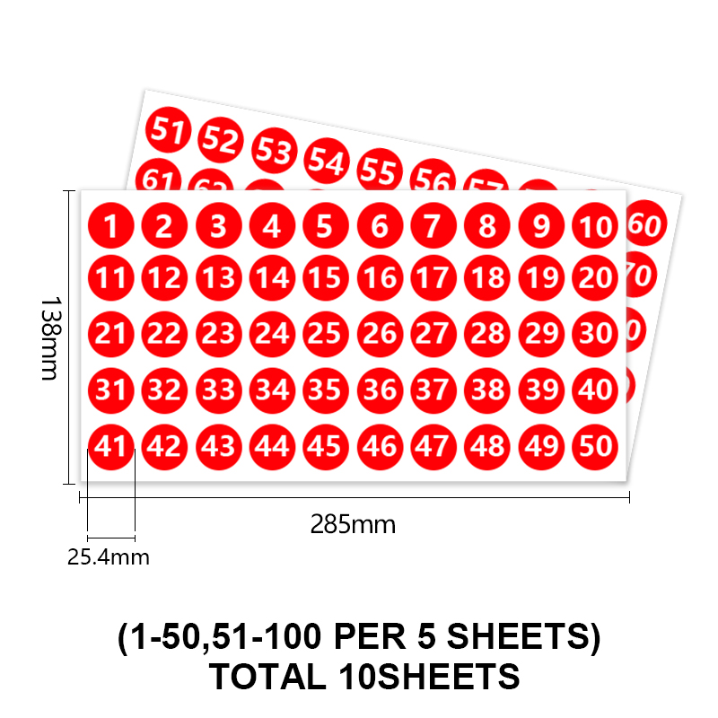 Rosso 1-100 10 fogli
