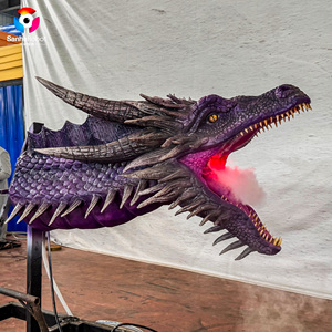 Tête de <span class=keywords><strong>dragon</strong></span> animatronique violette de 1,5 m avec LED lumineuses, modèle de dinosaure réaliste, accessoire interactif pour parc d'attractions - Product Image 4