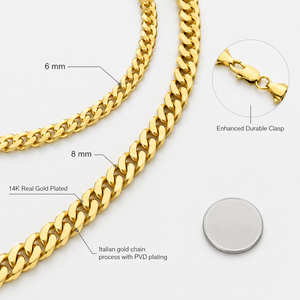 Real 14K Gold Filled Chain Jewelry Stainless Steel 3/5/6/8mm <b>Solid</b> Diamond-Cut Miami Cuban Link Curb <b>Necklace</b> for Men Women - Product Image 2