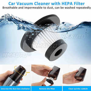 Aspiradora Portátil 20000Pa 200W para Auto, Cableada/Inalámbrica, USB Opcional, Fuerte Succión, Aspiradora de Mano con Filtro HEPA - Product Image 4