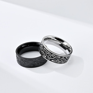 Nordic-style Celtic triangle knot <b>titanium</b> steel <b>ring</b> for men, stainless steel, fashionable and trendy retro jewelry. - Product Image 2