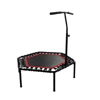 Mini Trampolín Rebounder Hexagonal Verde Personalizable para Interiores/Exteriores, con Mango Ajustable, Hecho de Acero y Tela de PVC para el Hogar