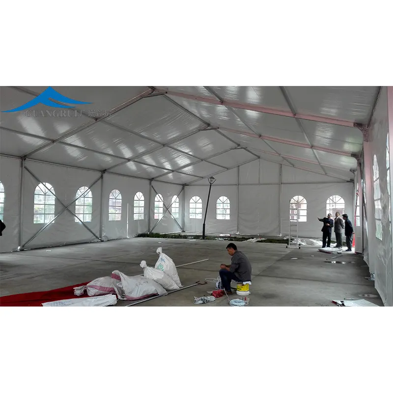 Tenda Marquee putih transparan besar pernikahan dan pameran dagang tenda kanopi berat dengan lantai untuk acara luar ruangan dan pesta