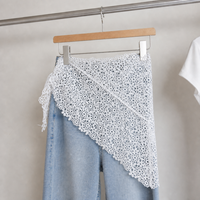 Jupe d'été en dentelle tricotée pour femme, taille naturelle, respirante, lavable, en polyester/coton teint en fil