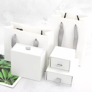 Slide Out Long White Custom logo <b>Empty</b> Jewelry <b>Boxes</b> for Necklaces Cardboard 9x9x4 Jewelry <b>Boxes</b> Storage for <b>Gift</b> Wrapping - Product Image 4