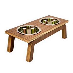 Bol en bois fait main pour animaux de compagnie, pour chiens et chats, pour l'alimentation et la salle à manger, en bois naturel, avec support surélevé - Product Image 1