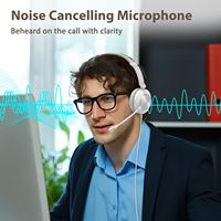 Adaptateur USB C Casque de centre d'appels filaire sur l'oreille Casque téléphonique avec suppression du bruit à double micro