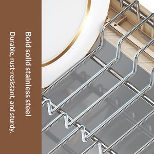 Étagère de rangement rétractable pour évier de <span class=keywords><strong>cuisine</strong></span>, égouttoir à vaisselle, panier coulissant en acier inoxydable pour évier, plateau de rangement pour bols et assiettes - Product Image 4