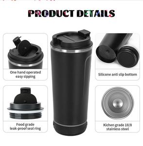 Nouveauté : Gobelets Bluetooth personnalisés avec logo d'entreprise, gobelet droit de 18 oz, gobelets fins avec haut-parleur Bluetooth - Product Image 4