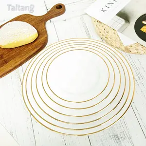 New Style Crockery Dinnerware Set Restaurant Wedding Gold Rim Ceramic Dinner Plate Sets